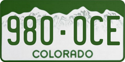 CO license plate 980OCE