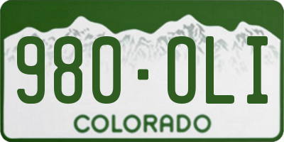 CO license plate 980OLI