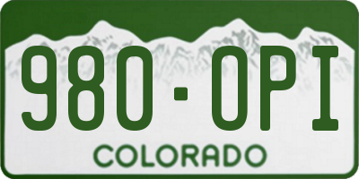 CO license plate 980OPI