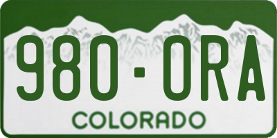 CO license plate 980ORA
