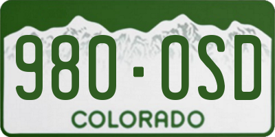 CO license plate 980OSD