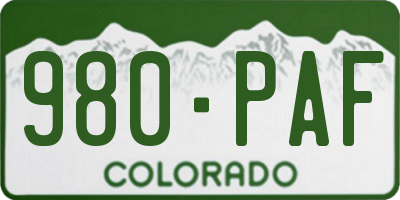 CO license plate 980PAF