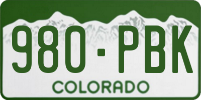 CO license plate 980PBK