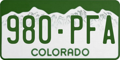 CO license plate 980PFA