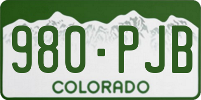 CO license plate 980PJB