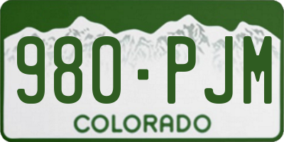 CO license plate 980PJM