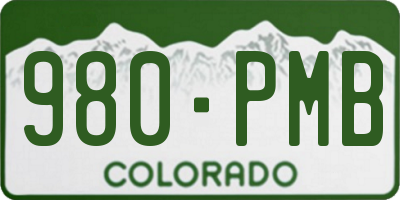 CO license plate 980PMB