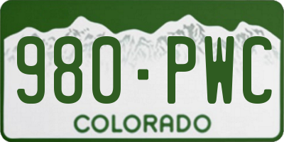 CO license plate 980PWC