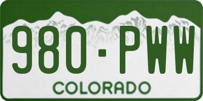 CO license plate 980PWW