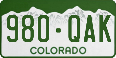 CO license plate 980QAK