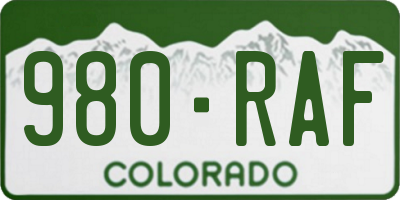 CO license plate 980RAF