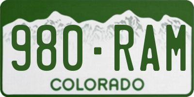 CO license plate 980RAM