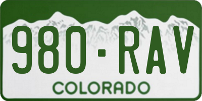 CO license plate 980RAV