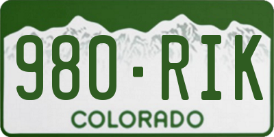 CO license plate 980RIK