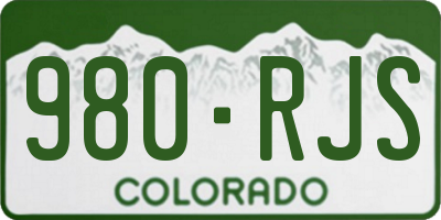 CO license plate 980RJS