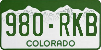 CO license plate 980RKB