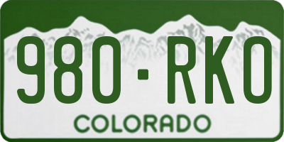 CO license plate 980RKO