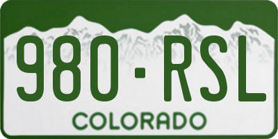 CO license plate 980RSL