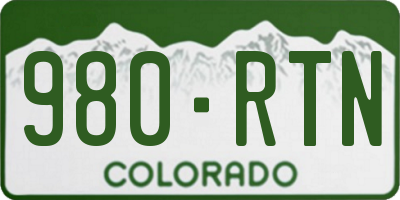 CO license plate 980RTN