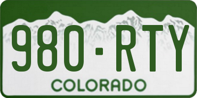 CO license plate 980RTY