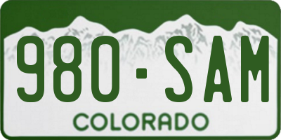 CO license plate 980SAM