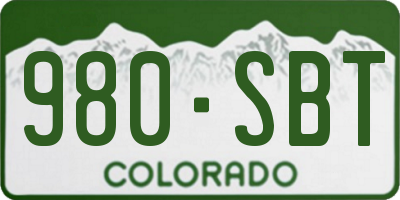CO license plate 980SBT