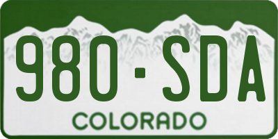 CO license plate 980SDA