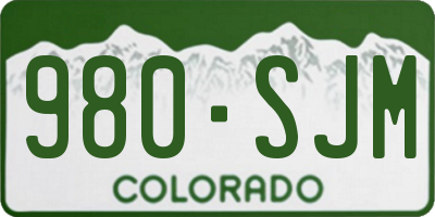CO license plate 980SJM
