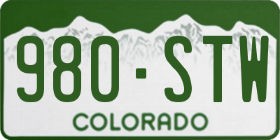 CO license plate 980STW
