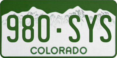 CO license plate 980SYS