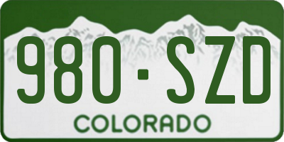 CO license plate 980SZD