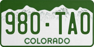CO license plate 980TAO