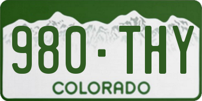 CO license plate 980THY
