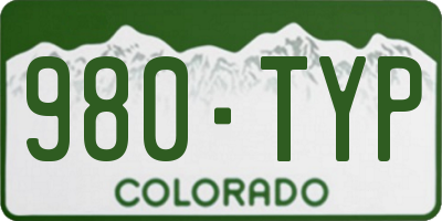 CO license plate 980TYP