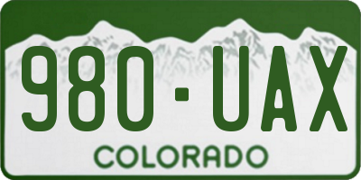 CO license plate 980UAX
