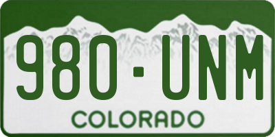 CO license plate 980UNM