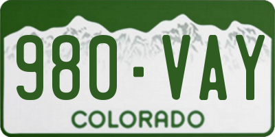 CO license plate 980VAY