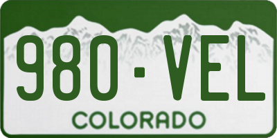CO license plate 980VEL