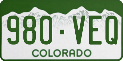 CO license plate 980VEQ