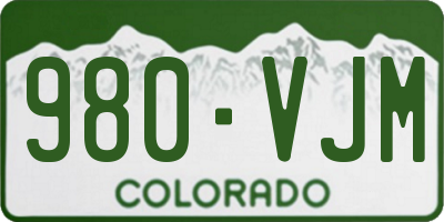 CO license plate 980VJM