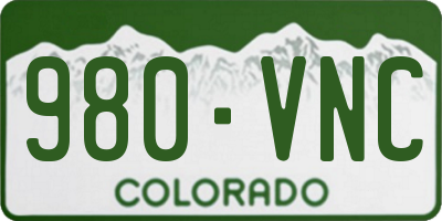 CO license plate 980VNC