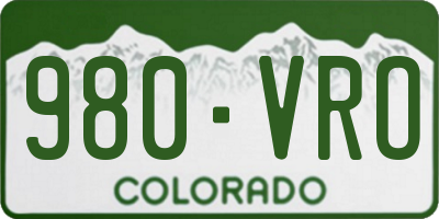 CO license plate 980VRO