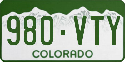 CO license plate 980VTY