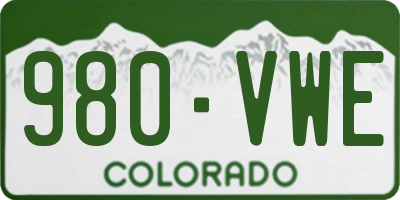 CO license plate 980VWE