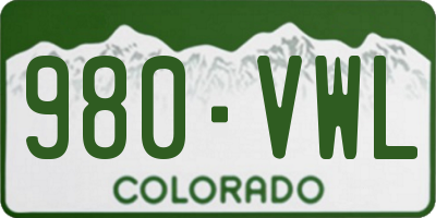 CO license plate 980VWL