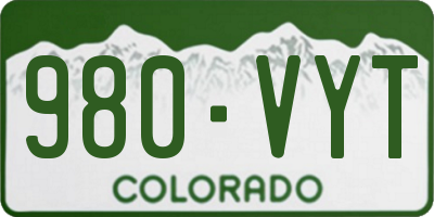 CO license plate 980VYT
