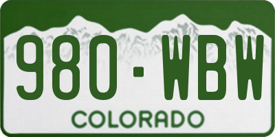 CO license plate 980WBW