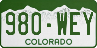 CO license plate 980WEY