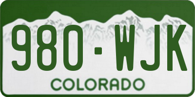 CO license plate 980WJK