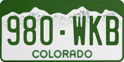 CO license plate 980WKB